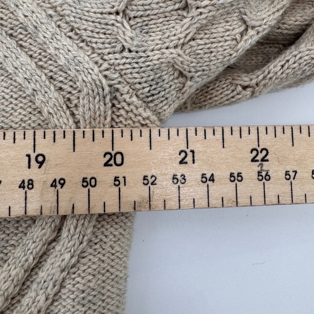 Carbon2Cobalt Cardigan Men Medium Beige Merino Wool Blend Cable Knit Snap Button - Picture 5 of 7